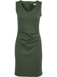 Kaffe Sukienka "Sara" w kolorze khaki rozmiar: XL. Brązowe sukienki damskie Kaffe, xl, bez wzorów, bez kołnierzyka, bez ramiączek, midi. Za 127.65 zł.