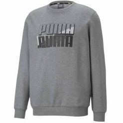 Bluza sportowa męska Puma Power Logo. Szare bluzy bez kaptura męskie Puma, bez wzorów, sportowe, bez kołnierzyka, bez ramiączek. Za 239.00 zł.