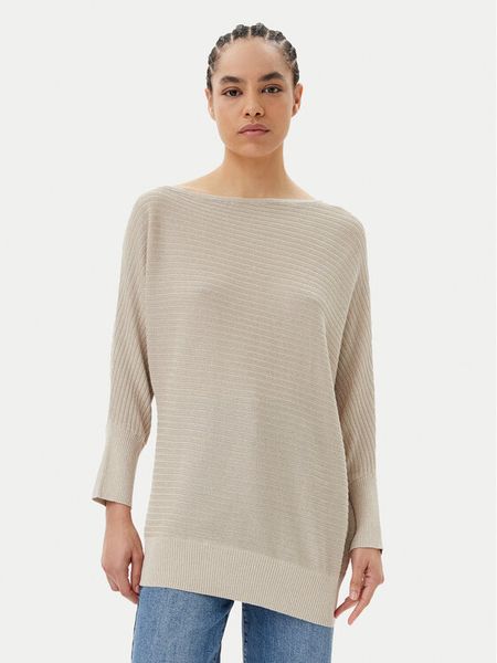 Morgan Sweter 251-MREC Beżowy Regular Fit. Brązowe swetry klasyczne damskie Morgan, xl, z wiskozy, bez kołnierzyka. Za 149.99 zł.