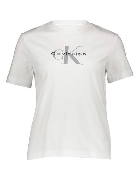 Calvin Klein Koszulka w kolorze białym rozmiar: L. Białe bluzki damskie CALVIN KLEIN, l, bez wzorów, z bawełny, bez kołnierzyka, bez ramiączek. Za 106.95 zł.