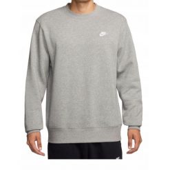 Bluza Męska Nike Sportowa Bez Kaptura Szara Bawełniana. Szare bluzy bez kaptura męskie Nike, bez wzorów, z bawełny, sportowe, bez kołnierzyka, bez ramiączek. Za 279.00 zł.