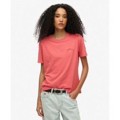 Koszulka Essential Logo Wyprana. Czerwone bluzki damskie Superdry., bez wzorów, bez kołnierzyka. W wyprzedaży za 117.40 zł.