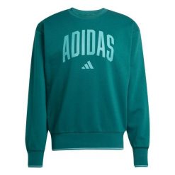 Bluza adidas Collegiate. Zielone bluzy bez kaptura męskie Adidas, bez wzorów, z dresówki, sportowe, bez kołnierzyka, bez ramiączek. Za 200.99 zł.
