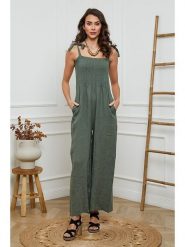 La Compagnie Du Lin Lniany kombinezon w kolorze khaki rozmiar: XXL. Brązowe kombinezony damskie La Compagnie Du Lin, xxl, bez wzorów, ze lnu, bez kołnierzyka, bez ramiączek. Za 195.99 zł.