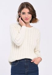 Bawełniany sweter S-LANA. Brązowe swetry klasyczne damskie Volcano, m, z bawełny, bez kołnierzyka. Za 129.99 zł.