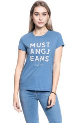 DAMSKI T-SHIRT MUSTANG ALINA C PRINT COPEN BLUE 1010750 5168. Niebieskie t-shirty damskie Mustang, xs, bez wzorów, bez kołnierzyka. Za 69.99 zł.