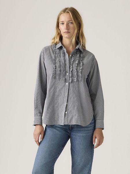 Levi's Bluzka "Novelty Harlie" w kolorze czarno-białym rozmiar: L. Białe bluzki damskie Levi's, l, bez wzorów, z bawełny, bez kołnierzyka, bez ramiączek. Za 159.95 zł.