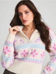 Sweter - wielobarwny. Golfy damskie Sinsay, l, bez wzorów, prążkowane, bez ramiączek. Za 79.99 zł.