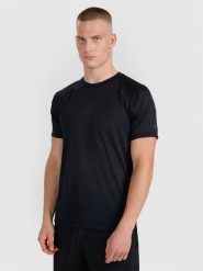 4F Koszulka do biegania szybkoschnąca męska - czarna XL. Czarne t-shirty sportowe męskie 4f, l, z materiału, bez ramiączek, do biegania. Za 129.99 zł.