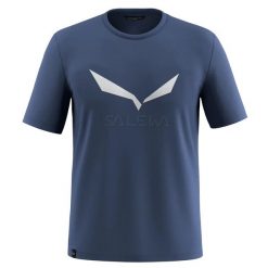 T-shirt Salewa Solid Dry. Niebieskie t-shirty męskie Salewa, xl, bez wzorów, z bawełny, bez kołnierzyka. Za 184.50 zł.