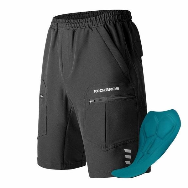 Spodenki rowerowe z podszewką i kieszeniami zapinanymi na zamek ROCKBROS. Czarne szorty męskie ROCKBROS, uniwersalny, z elastanu, rowerowe. Za 332.08 zł.
