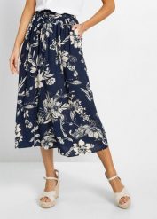 Spódnica maxi z miekkiej wiskozy z wygodnym ściągaczem w talii. Niebieskie spódniczki damskie bonprix, bez wzorów, z wiskozy, maxi. Za 102.99 zł.