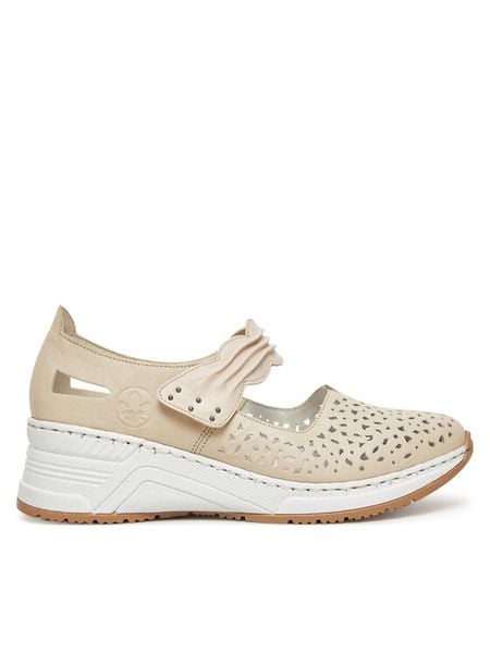 Rieker Półbuty CEO-N4382-60 Beżowy. Brązowe półbuty damskie Rieker, bez wzorów, ze skóry, bez obcasa, na koturnie. Za 329.99 zł.