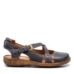Sandały Josef Seibel. Niebieskie sandały damskie Josef Seibel, bez wzorów, bez obcasa, na płaskiej podeszwie. Za 249.99 zł.