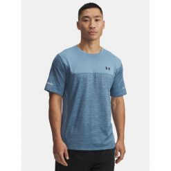 Koszulka T-Shirt Treningowy Męski Under Armour Szybkoschnący AU Tech. Niebieskie t-shirty męskie Under Armour, m, bez wzorów, bez kołnierzyka. W wyprzedaży za 88.09 zł.