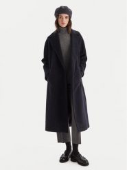 Weekend Max Mara Płaszcz wełniany Tempera 2525016082 Granatowy Regular Fit. Niebieskie płaszcze damskie Weekend Max Mara, na zimę, bez wzorów, z wełny. Za 3,779.00 zł.