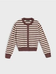 Sweter w paski z domieszką wiskozy - wielobarwny. Swetry klasyczne damskie Sinsay, l, z wiskozy, bez kołnierzyka. Za 49.99 zł.