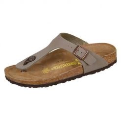 Klapki damskie Birkenstock Gizeh Stone Birkoflor. Żółte klapki damskie Birkenstock, bez wzorów, z materiału, bez obcasa. Za 359.00 zł.