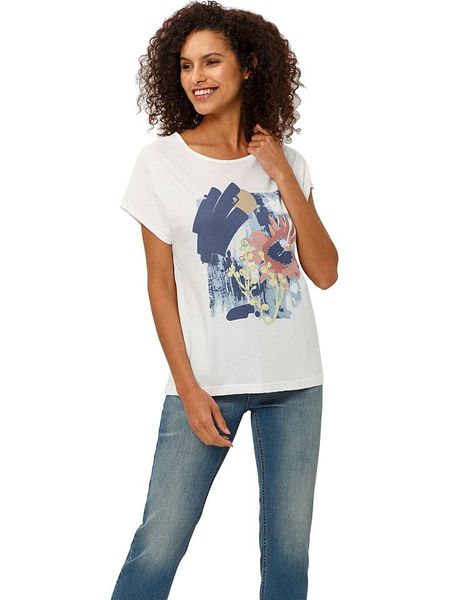 Heine Koszulka w kolorze kremowym rozmiar: 42. Brązowe bluzki damskie Heine, bez wzorów, bez kołnierzyka, bez ramiączek. Za 69.75 zł.