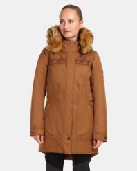 Damski płaszcz zimowy Kilpi PERU-W. Brązowe płaszcze damskie Kilpi, na zimę, m, bez wzorów, z materiału, eleganckie. Za 356.50 zł.