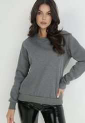 Ciemnoszara Bluza Disphiffo. Szare bluzy bez kaptura damskie Born2be, l, z polaru. Za 34.99 zł.