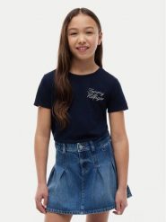 Tommy Hilfiger T-Shirt KG0KG09454 Granatowy Regular Fit. Niebieskie koszulki dziewczęce Tommy Hilfiger, bez wzorów, z syntetyku, bez ramiączek. Za 109.99 zł.
