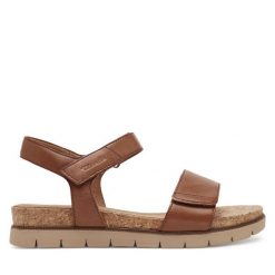 Sandały Tamaris. Brązowe sandały damskie Tamaris, bez wzorów, bez obcasa, na płaskiej podeszwie. Za 259.99 zł.