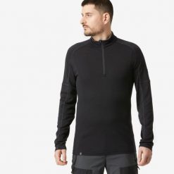 Koszulka męska trekkingowa z długim rękawem Simond MT500 merino. Czarne koszulki męskie z długim rękawem FORCLAZ, l, z materiału. Za 229.99 zł.