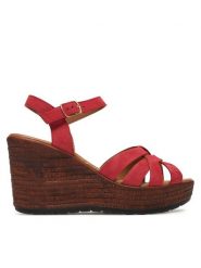 Lasocki Sandały WI23-LEMONE-03 Czerwony. Czerwone sandały damskie Lasocki, bez wzorów, z nubiku, bez obcasa, na koturnie. Za 139.99 zł.
