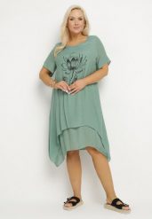 Jasnozielona Sukienka z Bawełny i kwiatowym Motywem Vareldi. Zielone sukienki damskie Born2be, na co dzień, na lato, xl, z aplikacjami, z bawełny, eleganckie, bez kołnierzyka, bez ramiączek, midi, proste. W wyprzedaży za 63.99 zł.