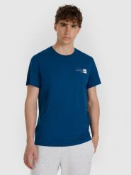4F T-shirt regular z nadrukiem męski - turkusowy XXL. Niebieskie t-shirty męskie 4f, m, bez wzorów, z bawełny, bez kołnierzyka. Za 49.99 zł.