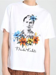 Bawełniana koszulka z nadrukiem Frida Kahlo - biały. Białe t-shirty damskie Sinsay, l, bez wzorów, z bawełny, bez kołnierzyka. W wyprzedaży za 19.99 zł.