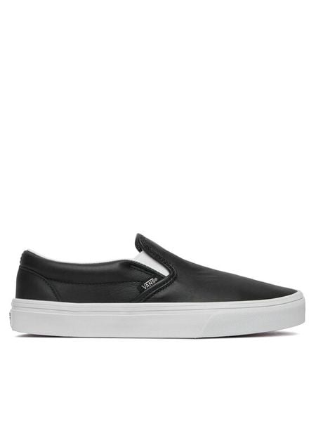 Vans Tenisówki Classic Slip-On VN000EACBPB1 Czarny. Czarne trampki i tenisówki damskie Vans, bez wzorów, ze skóry. Za 399.99 zł.