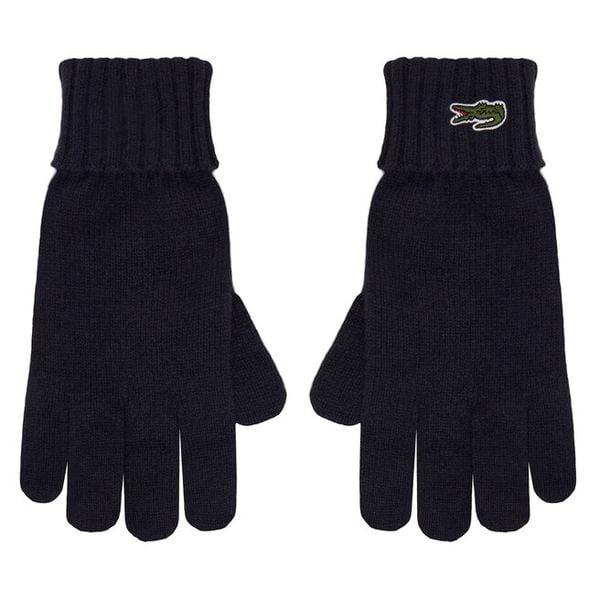 Rękawiczki Lacoste. Niebieskie rękawiczki damskie Lacoste, bez wzorów, z dzianiny. Za 179.99 zł.