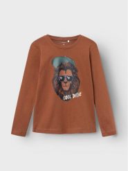 NAME IT Bluzka 13220044 Brązowy Regular Fit. Brązowe t-shirty chłopięce Name it, bez wzorów, z bawełny, bez ramiączek. Za 59.99 zł.