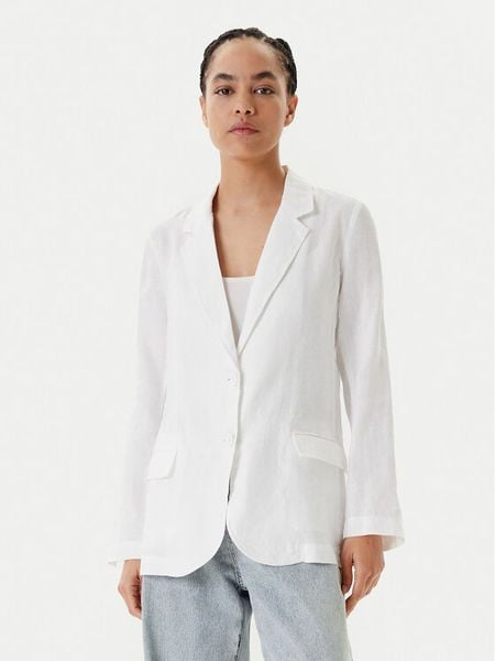 United Colors Of Benetton Marynarka 2AGHDW00R Biały Regular Fit. Białe marynarki i żakiety damskie United Colors Of Benetton, bez wzorów, ze lnu. Za 299.99 zł.