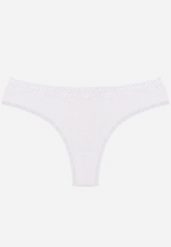 Białe Majtki z Bawełną Typu Stringi Ozdobione Koronką Cirilise. Białe stringi damskie Born2be, l, bez wzorów, z bawełny. Za 6.99 zł.