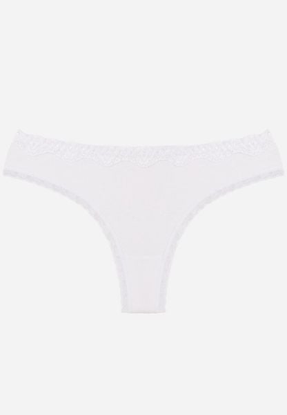 Białe Majtki z Bawełną Typu Stringi Ozdobione Koronką Cirilise. Białe stringi damskie Born2be, l, bez wzorów, z bawełny. Za 6.99 zł.