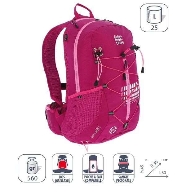 Plecak Elementerre sarawat 25 l. Czerwone plecaki damskie Elementerre, bez wzorów, z meshu. Za 252.00 zł.