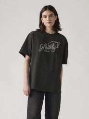 Levi's Koszulka w kolorze czarnym rozmiar: L. Czarne bluzki damskie Levi's, l, bez wzorów, z bawełny, bez kołnierzyka, bez ramiączek. Za 74.46 zł.
