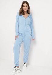 Jasnoniebieski 2-częściowy Komplet Dresowy Bluza z Kapturem Spodnie z Gumką w Pasie Regulowane Tellfana. Niebieskie bluzy z kapturem damskie Born2be, s, z dresówki. Za 79.99 zł.