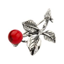 Broszka srebrna z Koralem BK 91 Koral. Szare broszki damskie polcaratdesign, z koralem, srebrne. Za 69.00 zł.