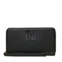Portfel Armani Exchange. Czarne portfele damskie Armani Exchange, bez wzorów. Za 349.99 zł.