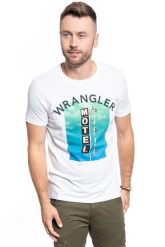 MĘSKI T-SHIRT WRANGLER SS GOOD TIMES TEE WHITE W7F8FK989 112131814. Białe t-shirty męskie Wrangler, m, bez wzorów, bez kołnierzyka. Za 69.99 zł.