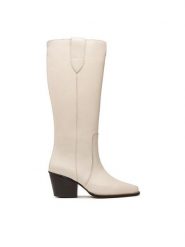 Badura Kozaki 222FW93 Beżowy. Brązowe kozaki damskie Badura, ze skóry, bez obcasa, na słupku. Za 579.99 zł.