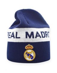Czapka Real Madryt. Niebieskie czapki męskie Real Madrid, na zimę, bez wzorów, z gumy. Za 99.00 zł.