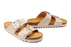 DR. BRINKMANN 700910-82 gold, klapki damskie. Żółte klapki damskie Dr. Brinkmann, bez wzorów, ze skóry, bez obcasa. Za 280.42 zł.