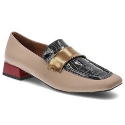 Beżowe Półbuty Gioseppo Eleganckie Obuwie Damskie. Brązowe półbuty damskie Hot Potatoes by Gioseppo, z aplikacjami, ze skóry, biznesowe, bez obcasa, na obcasie. Za 223.99 zł.