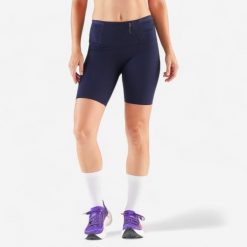 Legginsy do biegania krótkie damskie Kiprun Run 900 Light. Niebieskie legginsy damskie KIPRUN, l, bez wzorów, z materiału. Za 99.99 zł.