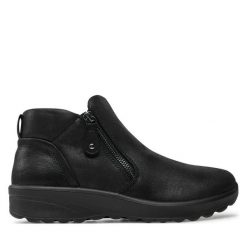 Botki Skechers. Czarne botki damskie Skechers, bez obcasa, na płaskiej podeszwie, bez zapięcia. Za 269.99 zł.